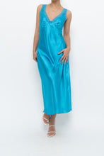 Load image into Gallery viewer, Vintage x JONES NY Teal Blue Satin Midi Dress (S)