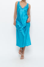 Load image into Gallery viewer, Vintage x JONES NY Teal Blue Satin Midi Dress (S)