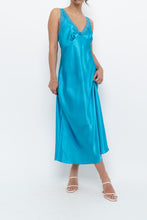 Load image into Gallery viewer, Vintage x JONES NY Teal Blue Satin Midi Dress (S)