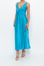 Load image into Gallery viewer, Vintage x JONES NY Teal Blue Satin Midi Dress (S)