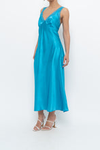 Load image into Gallery viewer, Vintage x JONES NY Teal Blue Satin Midi Dress (S)