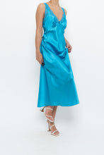 Load image into Gallery viewer, Vintage x JONES NY Teal Blue Satin Midi Dress (S)