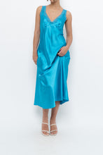 Load image into Gallery viewer, Vintage x JONES NY Teal Blue Satin Midi Dress (S)