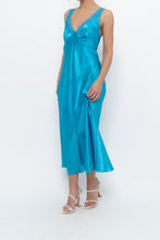 Load image into Gallery viewer, Vintage x JONES NY Teal Blue Satin Midi Dress (S)