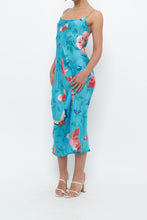 Load image into Gallery viewer, NATORI x Blue Floral Satin Maxi Dress (M)