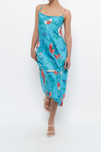 Load image into Gallery viewer, NATORI x Blue Floral Satin Maxi Dress (M)
