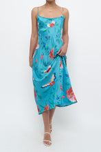 Load image into Gallery viewer, NATORI x Blue Floral Satin Maxi Dress (M)