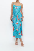 Load image into Gallery viewer, NATORI x Blue Floral Satin Maxi Dress (M)