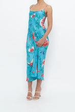 Load image into Gallery viewer, NATORI x Blue Floral Satin Maxi Dress (M)