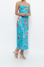 Load image into Gallery viewer, NATORI x Blue Floral Satin Maxi Dress (M)