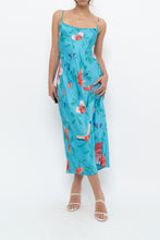 Load image into Gallery viewer, NATORI x Blue Floral Satin Maxi Dress (M)