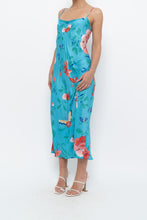 Load image into Gallery viewer, NATORI x Blue Floral Satin Maxi Dress (M)