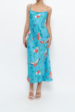 Load image into Gallery viewer, NATORI x Blue Floral Satin Maxi Dress (M)