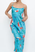Load image into Gallery viewer, NATORI x Blue Floral Satin Maxi Dress (M)