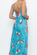 Load image into Gallery viewer, NATORI x Blue Floral Satin Maxi Dress (M)