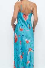 Load image into Gallery viewer, NATORI x Blue Floral Satin Maxi Dress (M)