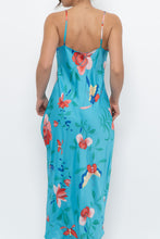 Load image into Gallery viewer, NATORI x Blue Floral Satin Maxi Dress (M)