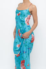 Load image into Gallery viewer, NATORI x Blue Floral Satin Maxi Dress (M)