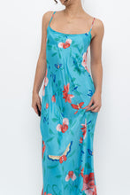 Load image into Gallery viewer, NATORI x Blue Floral Satin Maxi Dress (M)