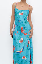Load image into Gallery viewer, NATORI x Blue Floral Satin Maxi Dress (M)