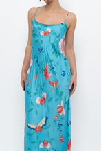 Load image into Gallery viewer, NATORI x Blue Floral Satin Maxi Dress (M)