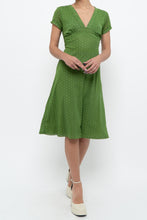 Load image into Gallery viewer, Vintage x Made in Canada x Green Mesh Polka Dot Back-Tie Dress (S, M)