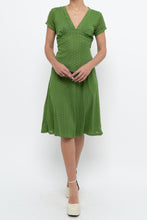 Load image into Gallery viewer, Vintage x Made in Canada x Green Mesh Polka Dot Back-Tie Dress (S, M)