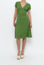Load image into Gallery viewer, Vintage x Made in Canada x Green Mesh Polka Dot Back-Tie Dress (S, M)
