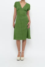 Load image into Gallery viewer, Vintage x Made in Canada x Green Mesh Polka Dot Back-Tie Dress (S, M)