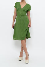 Load image into Gallery viewer, Vintage x Made in Canada x Green Mesh Polka Dot Back-Tie Dress (S, M)