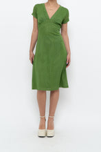 Load image into Gallery viewer, Vintage x Made in Canada x Green Mesh Polka Dot Back-Tie Dress (S, M)