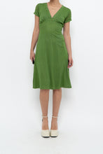 Load image into Gallery viewer, Vintage x Made in Canada x Green Mesh Polka Dot Back-Tie Dress (S, M)