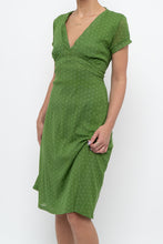 Load image into Gallery viewer, Vintage x Made in Canada x Green Mesh Polka Dot Back-Tie Dress (S, M)