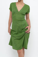 Load image into Gallery viewer, Vintage x Made in Canada x Green Mesh Polka Dot Back-Tie Dress (S, M)