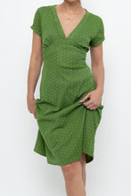 Load image into Gallery viewer, Vintage x Made in Canada x Green Mesh Polka Dot Back-Tie Dress (S, M)