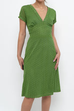 Load image into Gallery viewer, Vintage x Made in Canada x Green Mesh Polka Dot Back-Tie Dress (S, M)