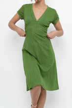 Load image into Gallery viewer, Vintage x Made in Canada x Green Mesh Polka Dot Back-Tie Dress (S, M)
