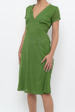 Load image into Gallery viewer, Vintage x Made in Canada x Green Mesh Polka Dot Back-Tie Dress (S, M)