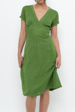 Load image into Gallery viewer, Vintage x Made in Canada x Green Mesh Polka Dot Back-Tie Dress (S, M)