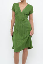 Load image into Gallery viewer, Vintage x Made in Canada x Green Mesh Polka Dot Back-Tie Dress (S, M)