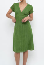 Load image into Gallery viewer, Vintage x Made in Canada x Green Mesh Polka Dot Back-Tie Dress (S, M)