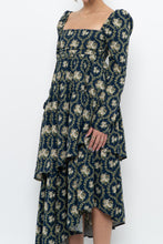 Load image into Gallery viewer, WE WHORE WHAT x Teal Blue Floral Tiered Asymetric Dress (XS)