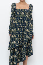 Load image into Gallery viewer, WE WHORE WHAT x Teal Blue Floral Tiered Asymetric Dress (XS)