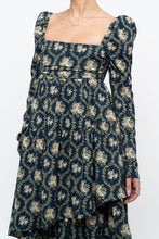 Load image into Gallery viewer, WE WHORE WHAT x Teal Blue Floral Tiered Asymetric Dress (XS)