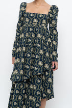 Load image into Gallery viewer, WE WHORE WHAT x Teal Blue Floral Tiered Asymetric Dress (XS)