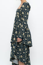 Load image into Gallery viewer, WE WHORE WHAT x Teal Blue Floral Tiered Asymetric Dress (XS)