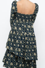 Load image into Gallery viewer, WE WHORE WHAT x Teal Blue Floral Tiered Asymetric Dress (XS)