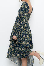 Load image into Gallery viewer, WE WHORE WHAT x Teal Blue Floral Tiered Asymetric Dress (XS)