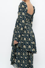 Load image into Gallery viewer, WE WHORE WHAT x Teal Blue Floral Tiered Asymetric Dress (XS)