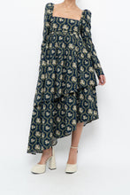 Load image into Gallery viewer, WE WHORE WHAT x Teal Blue Floral Tiered Asymetric Dress (XS)
